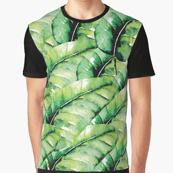 Green leaves print Graphic T-Shirt