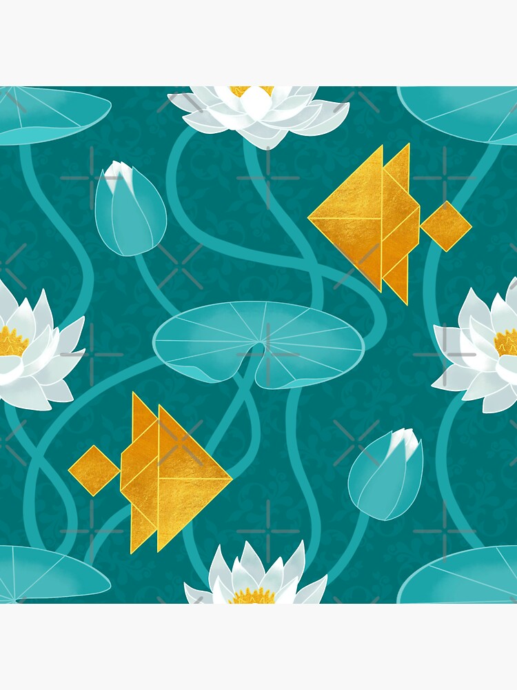 Tangram goldfish and water lilies by Elenanaylor