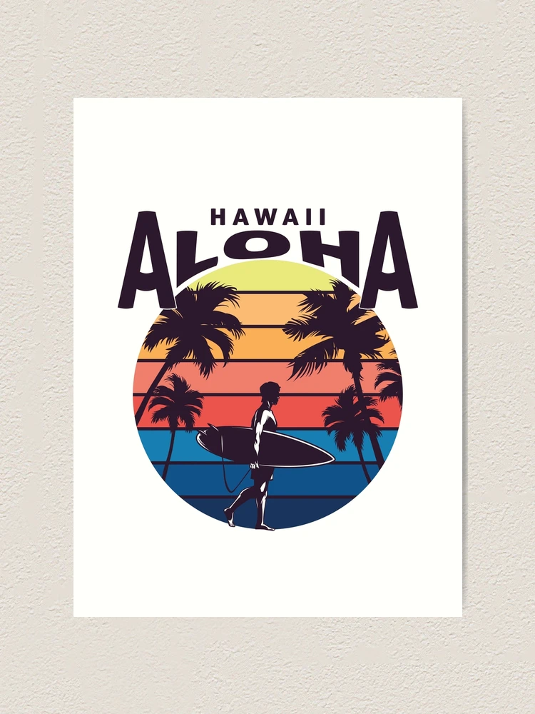 Retro Aloha Hawaii Vacation Beach Sunset Vintage Hawaiian