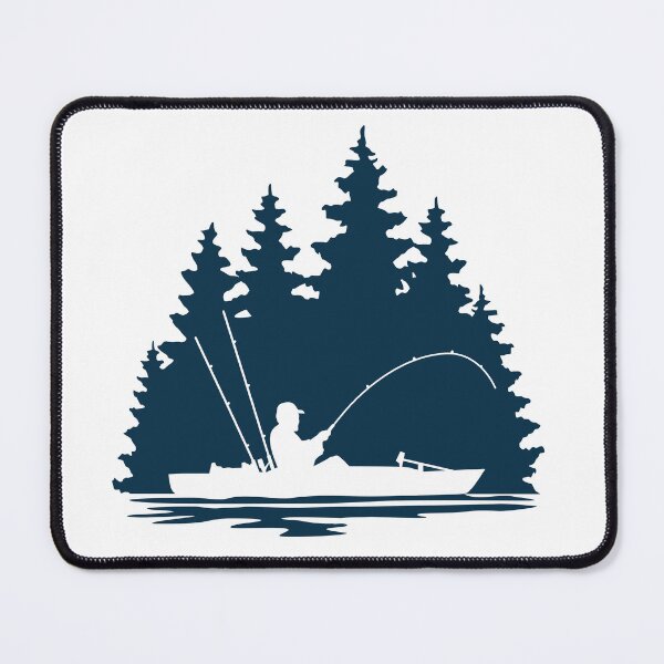 Item preview, Kayak Fisherman Rural Forest Scene with Navy Blue Background designed and sold by Sam Morrison.