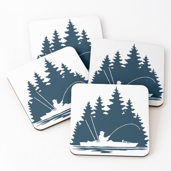 Item preview, Kayak Fisherman Rural Forest Scene with Navy Blue Background designed and sold by Sam Morrison.