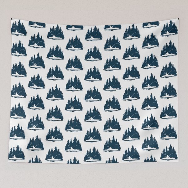 Item preview, Kayak Fisherman Rural Forest Scene with Navy Blue Background designed and sold by Sam Morrison.