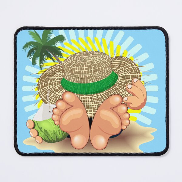 Item preview, Relax on Summer Tropical Beach with Coconut Drink Cartoon Character designed and sold by BluedarkArt.
