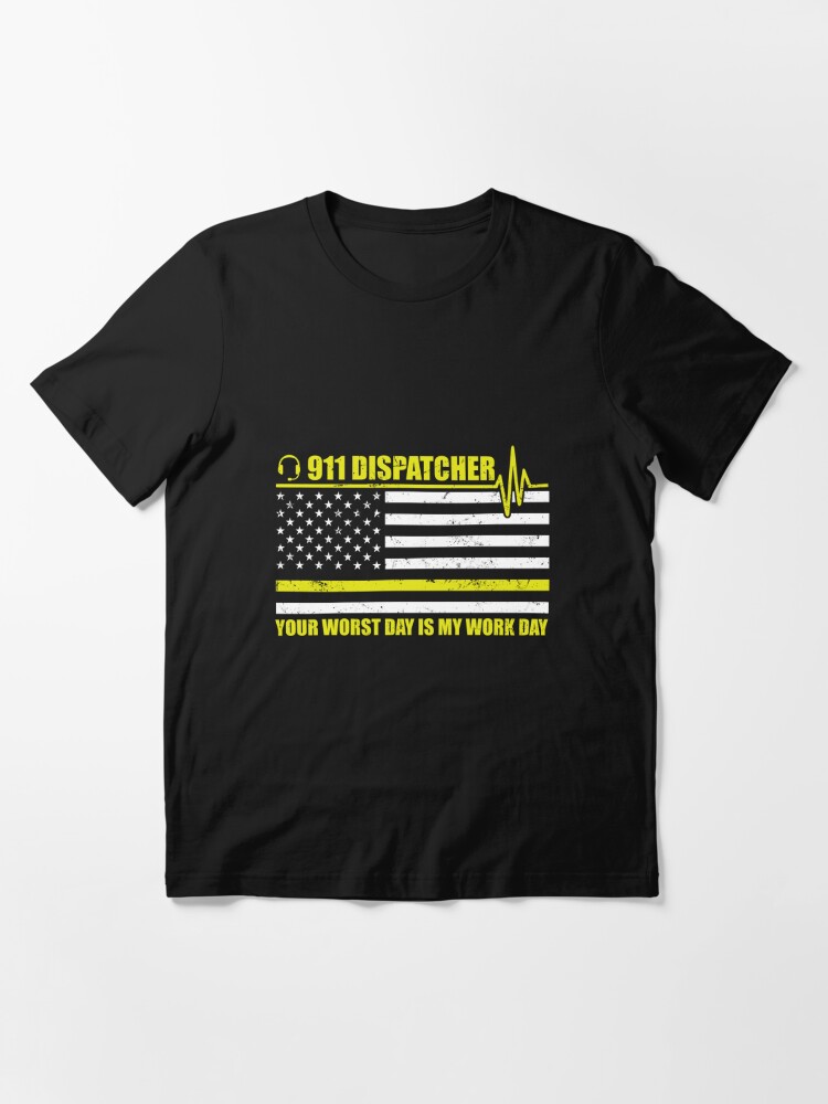 911 Dispatcher Heartbeat Thin Gold Line Mens Cool Adult Long Sleeve T-Shirt