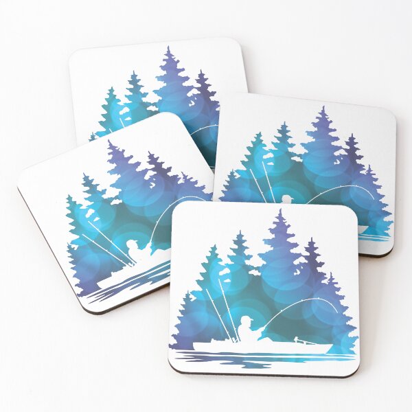 Item preview, Kayak Fisherman Lake Scene With Blue Abstract Background designed and sold by Sam Morrison.