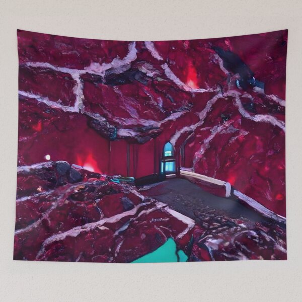 Item preview, Dark Red Bends / New Parallax (Magma Room) Igneous Rock Walls + [With Neon Teal Victorian Trim] designed and sold by DLYANofficial.