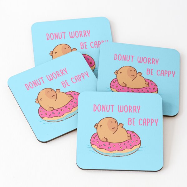 Item preview, Capybara floating in a donut floater, donut worry be cappy designed and sold by manydoodles.