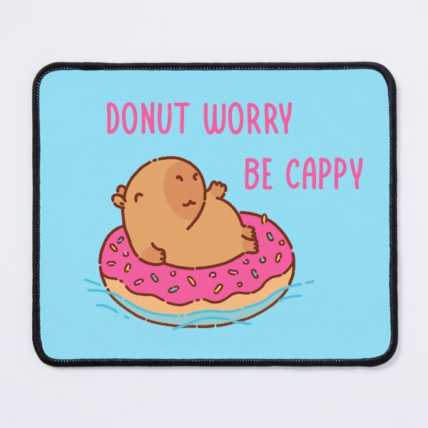 Item preview, Capybara floating in a donut floater, donut worry be cappy designed and sold by manydoodles.