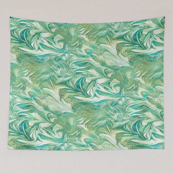 Item preview, Green and Teal Glitter Swirl Abstract designed and sold by nimreninmu.