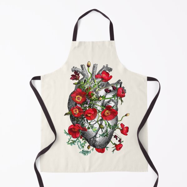Item preview, Floral anatomy of a heart with red flowers anemones, floral heart art designed and sold by Collagedream.