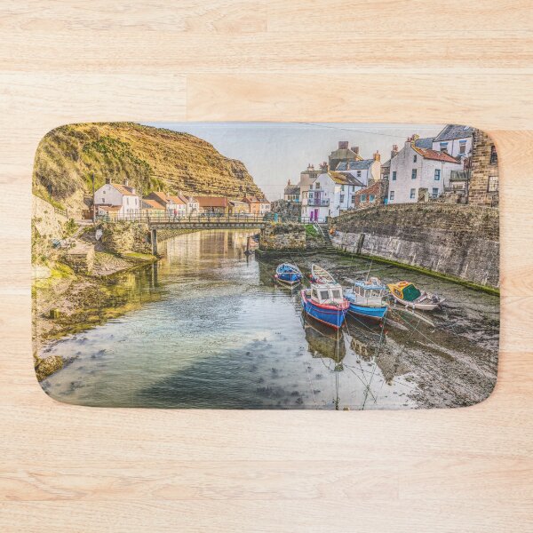 Item preview, Staithes Beck Fishing Boats and Bridge Above The Water Artistic Photograph designed and sold by skyfilming.