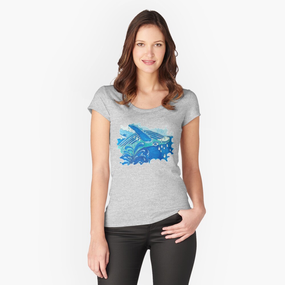 JOYOUS HUMPBACK WHALE Fitted Scoop T-Shirt