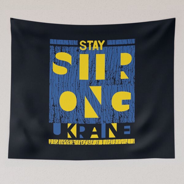 Item preview, Blue and Yellow Ukraine Flag Colors Distressed STAY STRONG UKRAINE Grunge Typographic Quote to Support Ukraine and Ukrainians designed and sold by zenturtlemerch.
