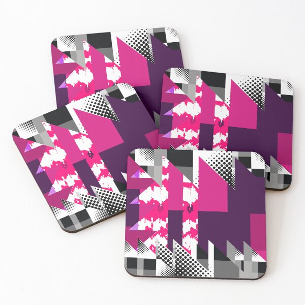 Item preview, Pink And Black Abstract Geometric Triangle And Dot Shapes, designed and sold by marvacousins246.