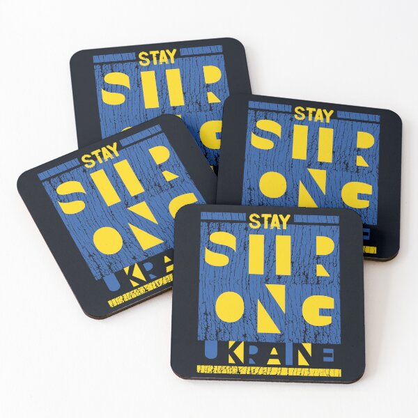 Item preview, Blue and Yellow Ukraine Flag Colors Distressed STAY STRONG UKRAINE Grunge Typographic Quote to Support Ukraine and Ukrainians designed and sold by zenturtlemerch.