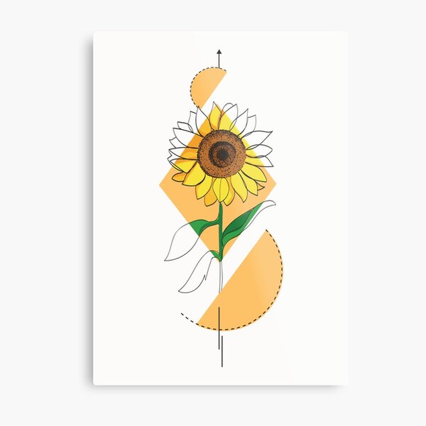 Geometric Sunflower Metal Prints for Sale | Redbubble