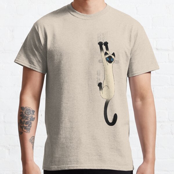 Siamese Cat Hanging On with Claws Funny Cat Holding On Classic T-Shirt