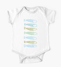 Blue and Green Fishies One Piece - Short Sleeve
