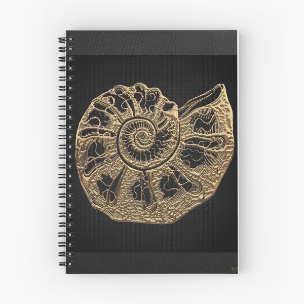 Item preview, Fossil Record - Golden Ammonite Fossil on Square Black Canvas #4 designed and sold by Serge Averbukh Art Studio.