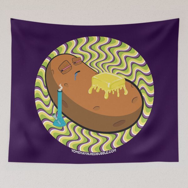 Item preview, Stoned baked potato with bong Psychedelic Background Version 1 designed and sold by YomeHayin.