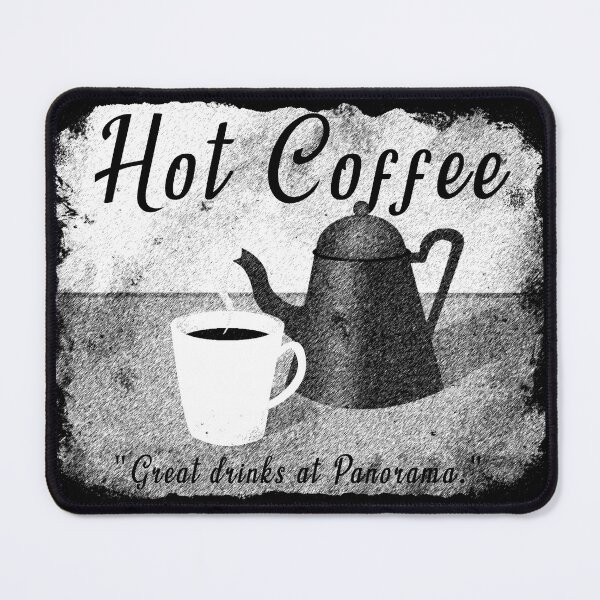 Aperçu de l'œuvre Noir et Blanc Grunge Rusty Sign Coffee Teapot Cafe créée et vendue par Ankerd.