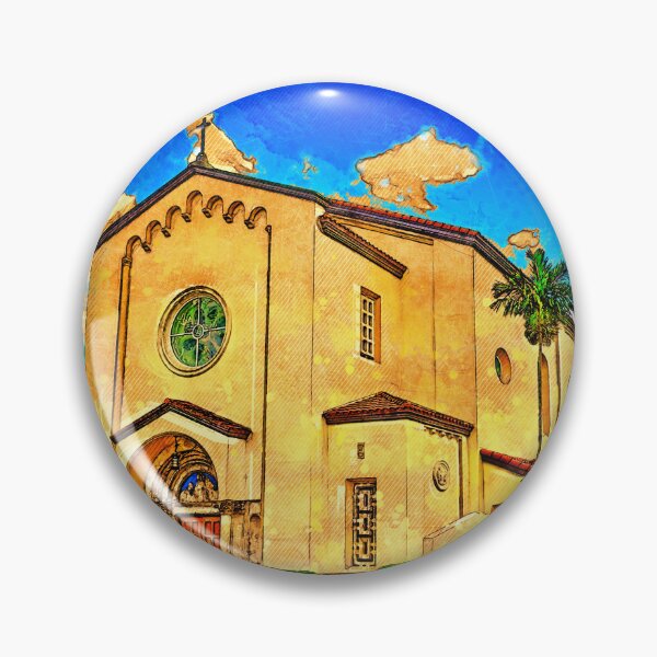 Item preview, St. Anthony Catholic Church in Fort Lauderdale, Florida - digital painting with vintage look designed and sold by NickoPrints.