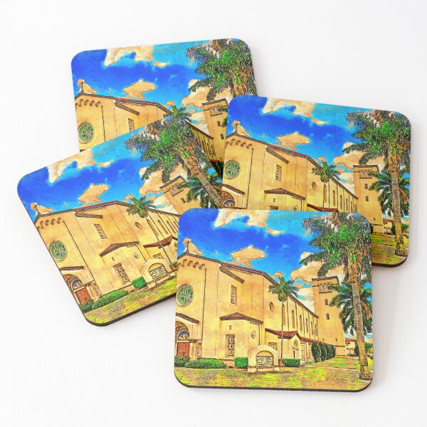 Item preview, St. Anthony Catholic Church in Fort Lauderdale, Florida - digital painting with vintage look designed and sold by NickoPrints.