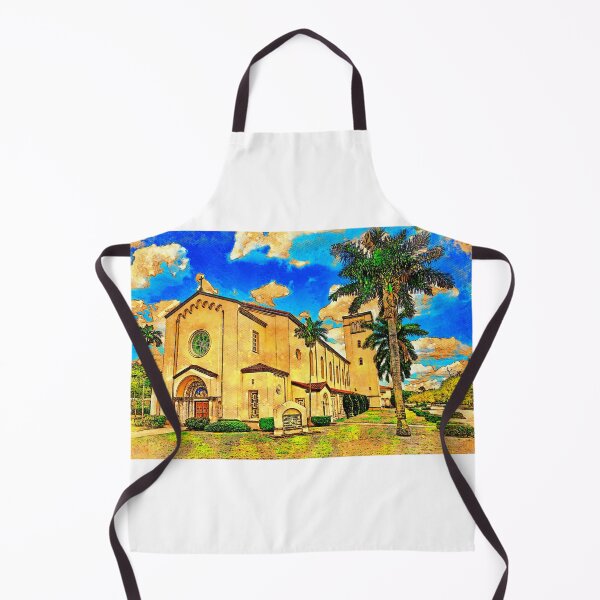 Item preview, St. Anthony Catholic Church in Fort Lauderdale, Florida - digital painting with vintage look designed and sold by NickoPrints.