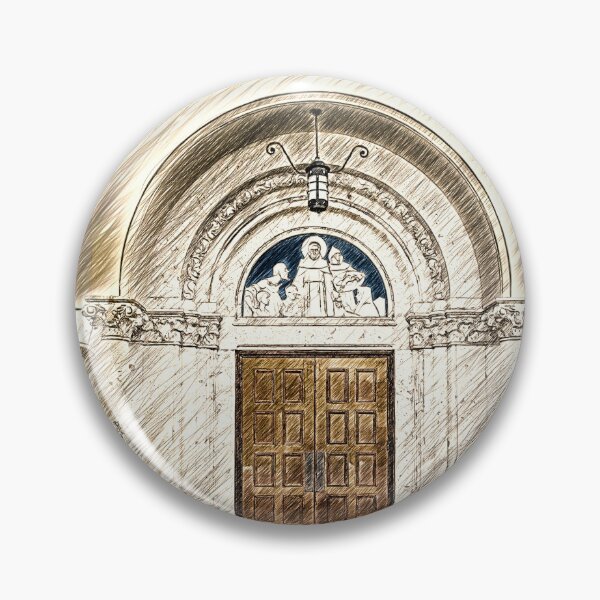 Item preview, The entrance of the St. Anthony Catholic Church in Fort Lauderdale, Florida - pencil sketch designed and sold by NickoPrints.