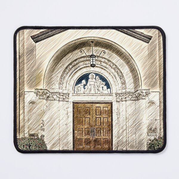 Item preview, The entrance of the St. Anthony Catholic Church in Fort Lauderdale, Florida - pencil sketch designed and sold by NickoPrints.