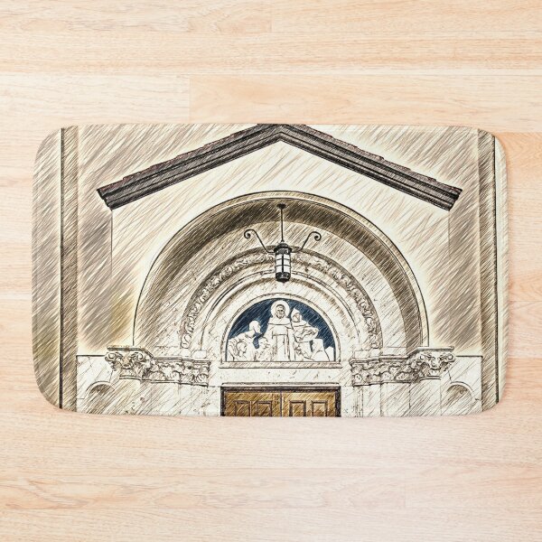 Item preview, The entrance of the St. Anthony Catholic Church in Fort Lauderdale, Florida - pencil sketch designed and sold by NickoPrints.