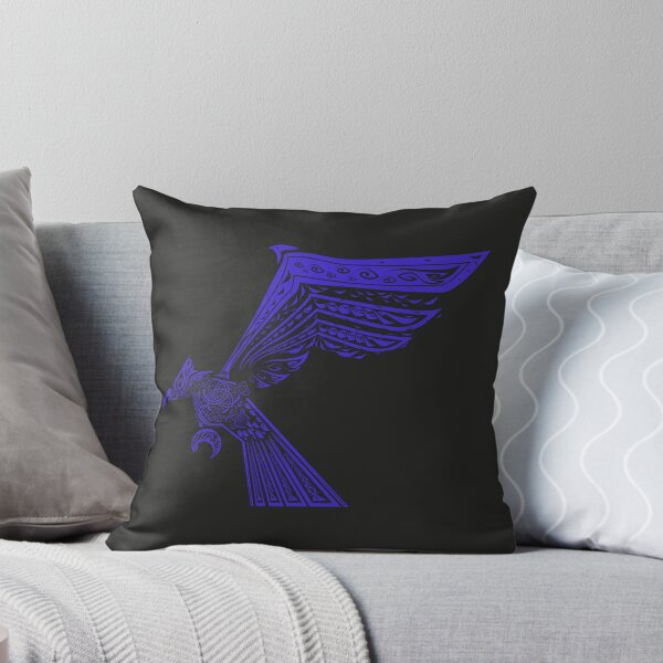 Item preview, Decoración de ilustración de águila/pájaro alado estilo vikingo - azul con fondo oscuro designed and sold by MoAzim.