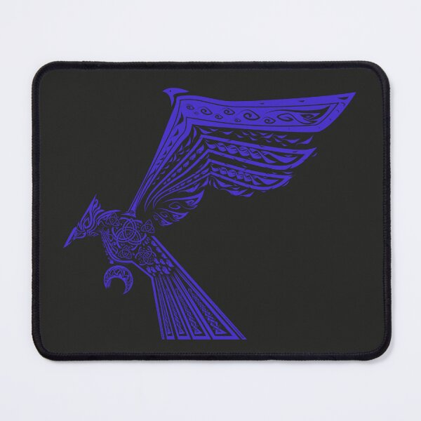 Aperçu de l'œuvre Aigle ailé/décoration d'illustration d'oiseau de style viking - bleu avec fond sombre créée et vendue par MoAzim.
