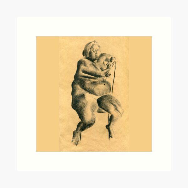 Chubby - Charcoal Drawing by Avril Thomas - Adelaide Artist Art Print