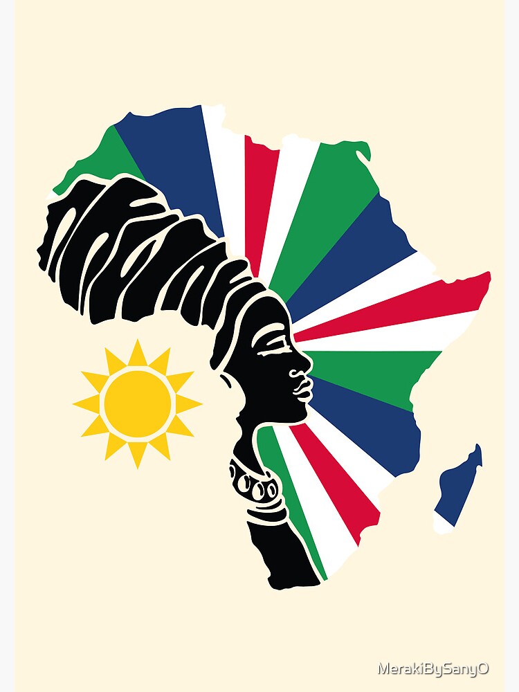 Namibia Namibian Flag On Map Of Africa African Woman Ethnic Design Namibian Black Heritage