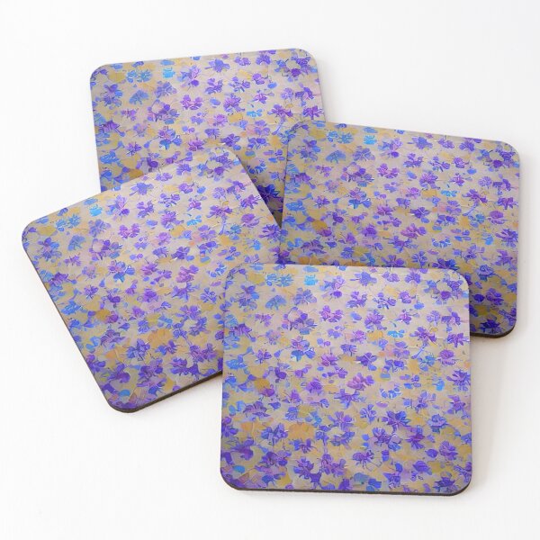 Item preview, Cool Fashion Vintage Floral Pattern Blue yellow Purple Spring Flowers designed and sold by CattlettArt.