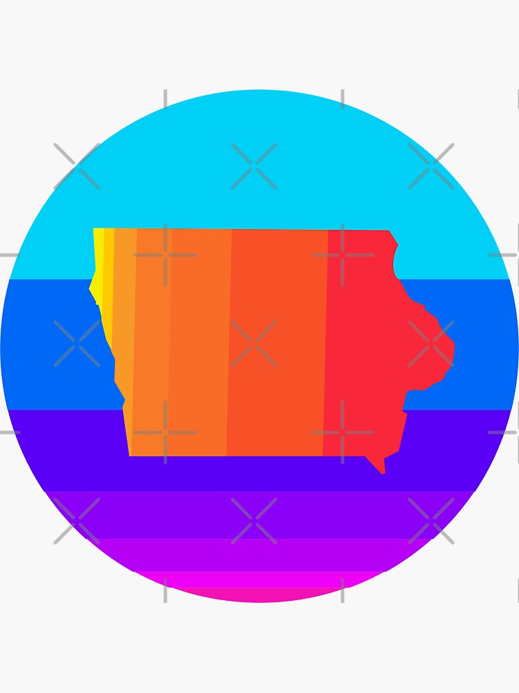 "Iowa State of IA in colorful fibonacci gradients" Sticker by
