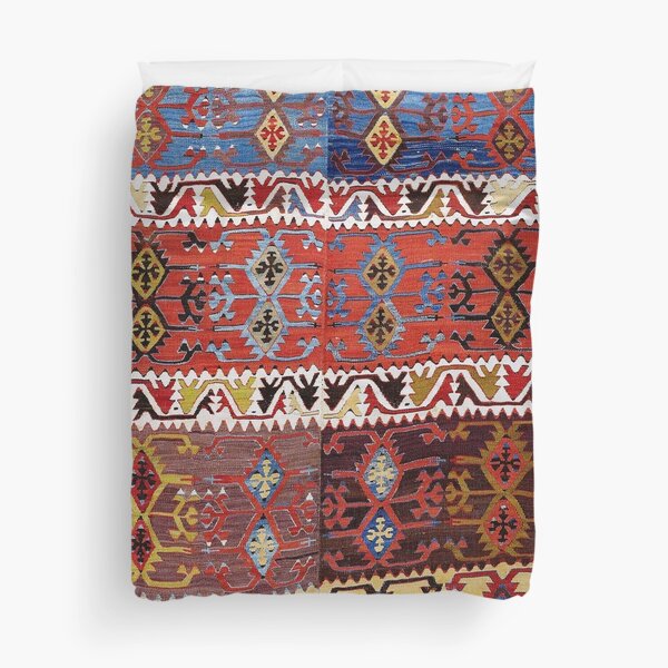 Taspinar Aksaray Antique Turkish Kilim Rug Duvet Cover