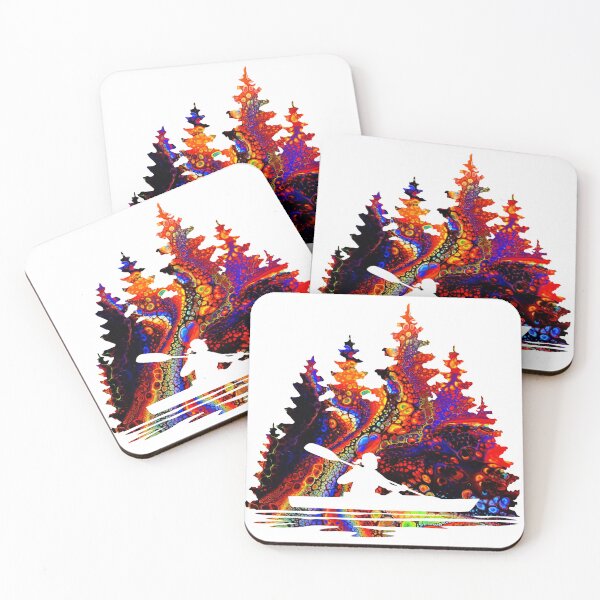 Item preview, Silhouette of a Girl Kayaking - Abstract Rainbow Marble Pattern designed and sold by Sam Morrison.