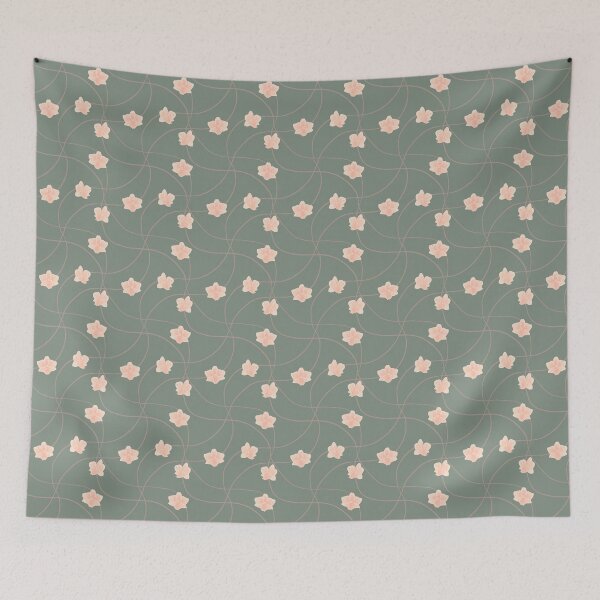Item preview, Orchid Pink and White Pattern, with a Green Background and Grey Lines designed and sold by haximica.