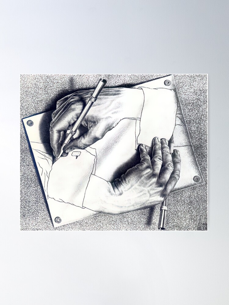 M. C. Escher 描く手 Drawing Hands Amazon.com: M.C. Escher Drawing Hands Art Print - 26x22: Mc