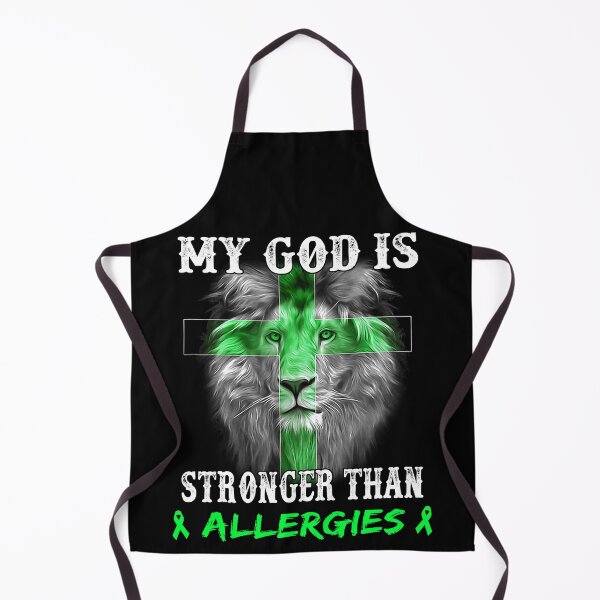 Artikelvorschau, Löwe Mein Gott ist stärker als Allergien Support Allergies Warrior entworfen und verkauft von Hatjar.