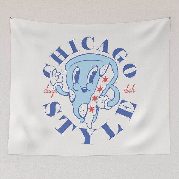 Item preview, Chicago Style Pizza Flag | Deep Dish Traditional Specific Signature Food Famous Stuffed Chicago Flag Pizza | Chicago Illinois State South Side South Suburbs Square Pizza Anthropomorphic Mascot designed and sold by Any Color Designs.