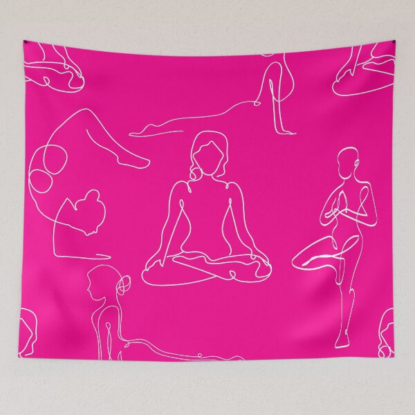 Item preview, hot pink yoga poses positions line drawings modern art hipster designed and sold by Gossip Rag.