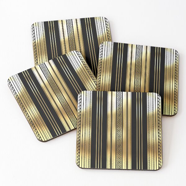 Item preview, Greek Keys Meander Gold Black Stripe designed and sold by Yiorgos Designs.