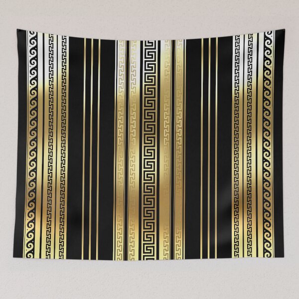 Item preview, Greek Keys Meander Gold Black Stripe designed and sold by Yiorgos Designs.