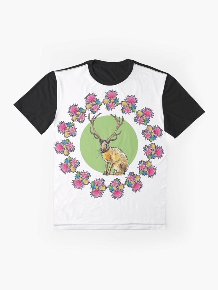 Thumbnail 4 von 5, Grafik T-Shirt, Hase mit Hirschgeweih grün designt und verkauft von Raduna.