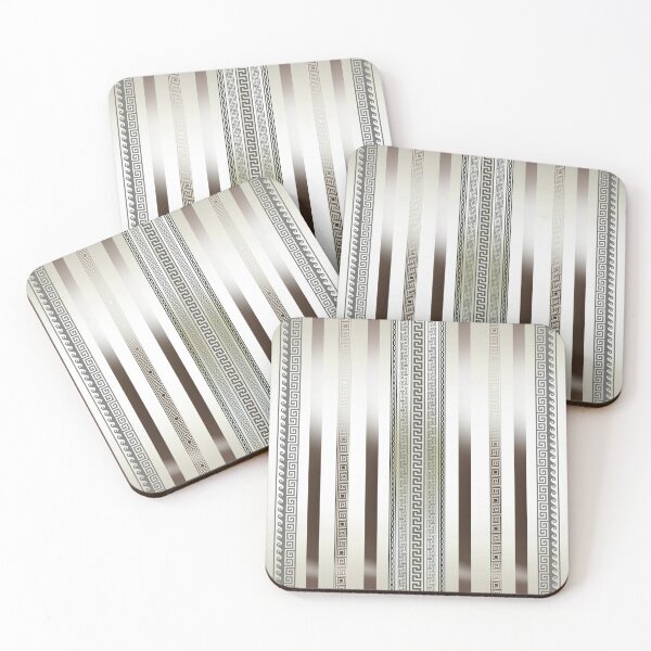 Item preview, Greek Keys Meander Cream Brown Stripe designed and sold by Yiorgos Designs.