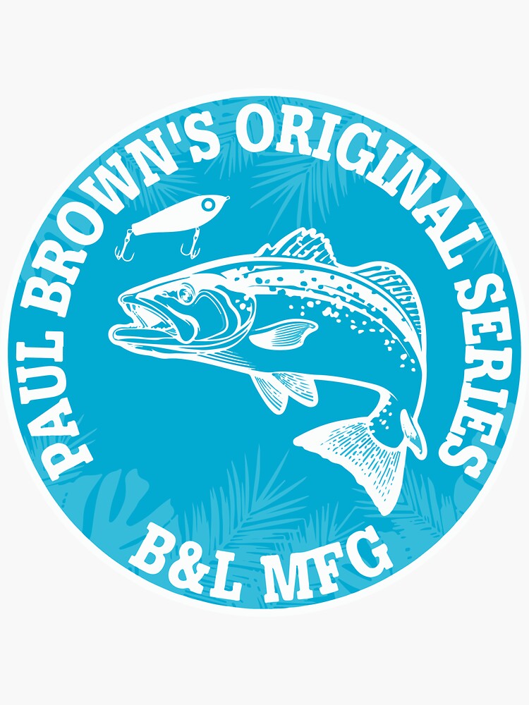 Paul Brown Lure Trout and Palms Circle Sticker (Blue) Sticker for Sale by  Mirrolure