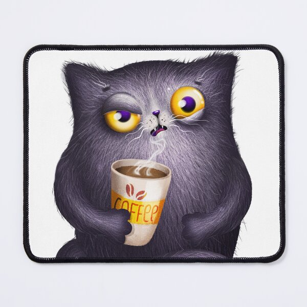 Item preview, Angry cat with coffe cup designed and sold by MaryshaArt.